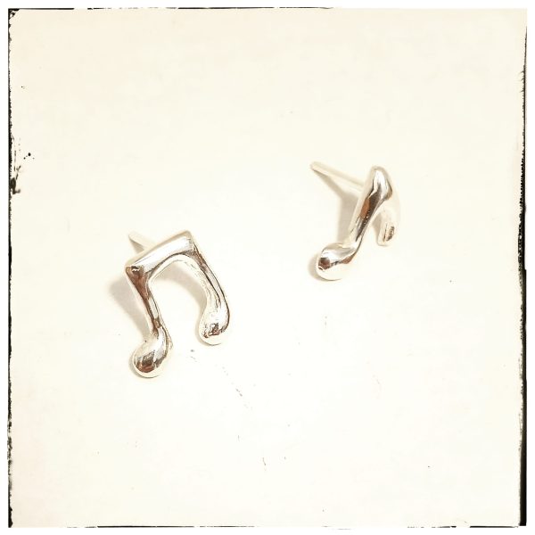 PENDIENTES NOTAS BOTÓN EN PLATA 925 - Imagen 2