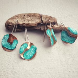 PENDIENTES "PATINA 22" EN COBRE OXIDADO Y PLATA 925