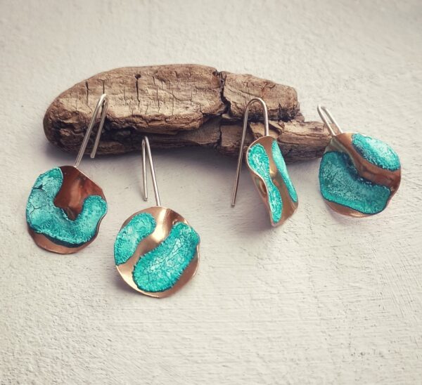 PENDIENTES "PATINA 22" EN COBRE OXIDADO Y PLATA 925