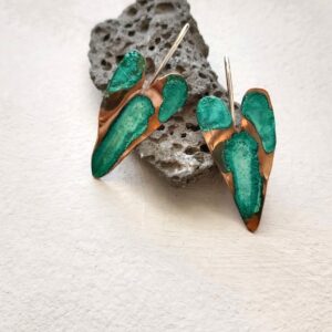 PENDIENTES «CORAZÓN» COBRE Y PLATA 925 Y  PATINA