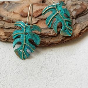 PENDIENTES MONSTERA AZUL