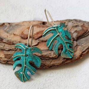 PENDIENTES MONSTERA AZUL