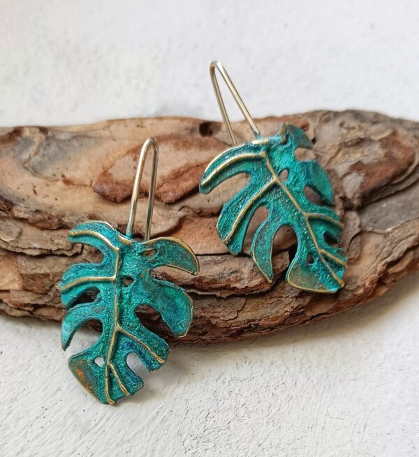 PENDIENTES MONSTERA AZUL