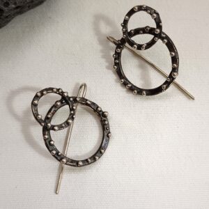 Pendientes doble Círculos en plata 925 oxidada