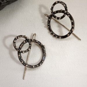 Pendientes doble Círculos en plata 925 oxidada