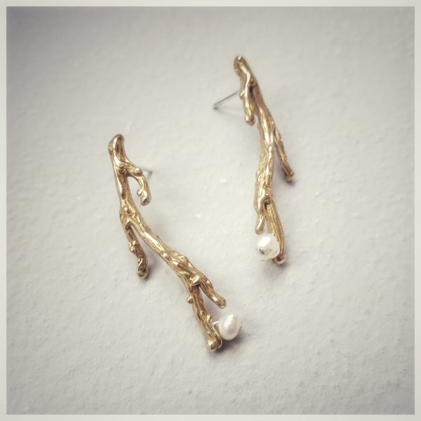 Pendientes Coral con Perla