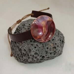 PULSERA EN COBRE Y CUERO AJUSTABLE