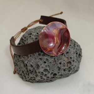 PULSERA EN COBRE Y CUERO AJUSTABLE